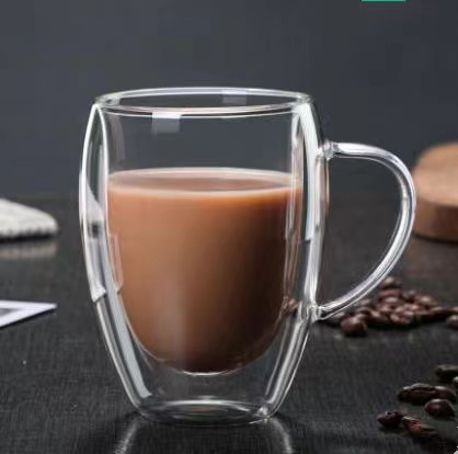 YOYO   150ml 250ml 350ml 450ml Double Wall Insulated Borosilicate Coffee Tea Glass Cup Set with Handle And Lid