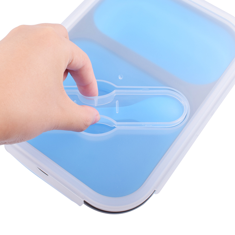 Eco Friendly Microwavable Dishwashable Women Lunch Box Silicone Lunch Box Food Container with Fork