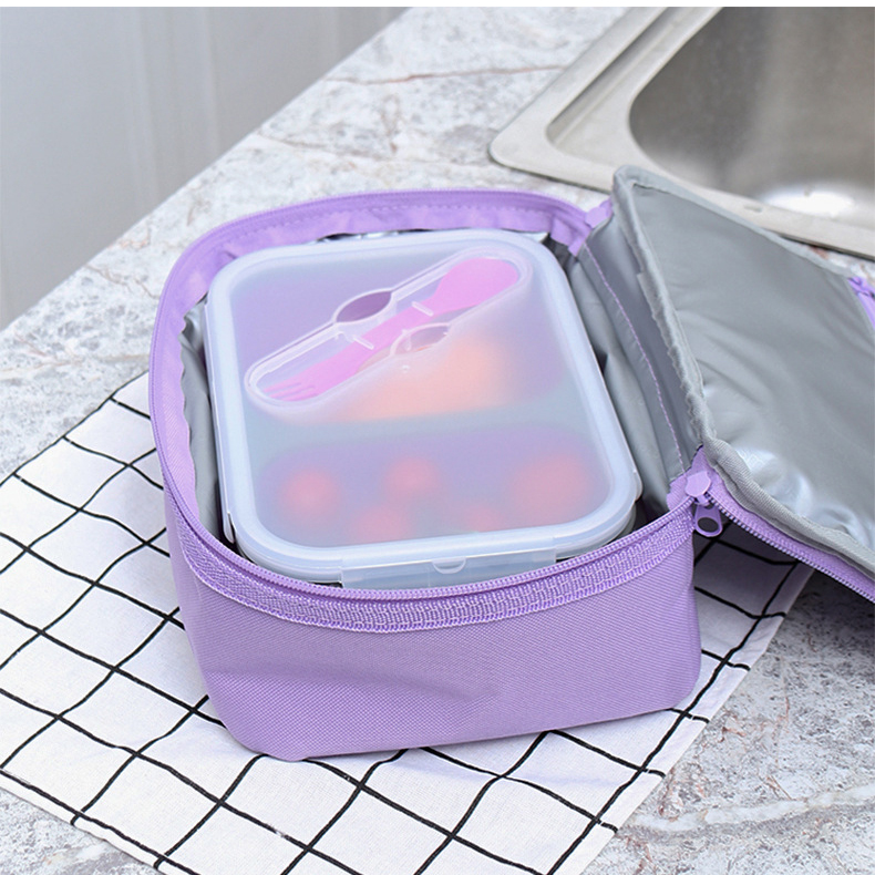 Eco Friendly Microwavable Dishwashable Women Lunch Box Silicone Lunch Box Food Container with Fork