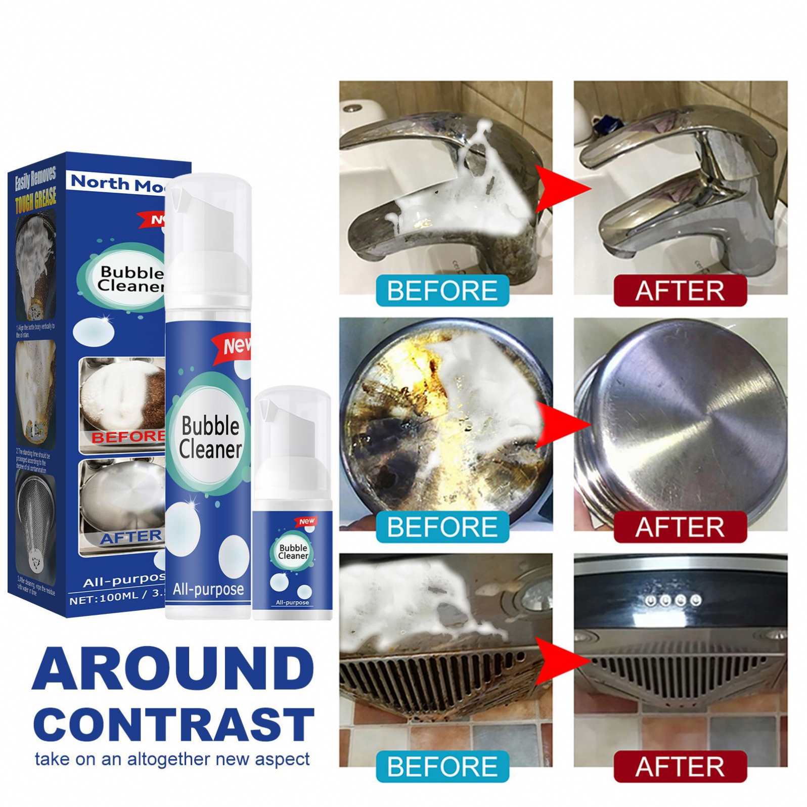 Dropshipping Agent Product Oil stain foamed kitchen range hood rust remover stove heavy oil stain cleaning bubble cleane