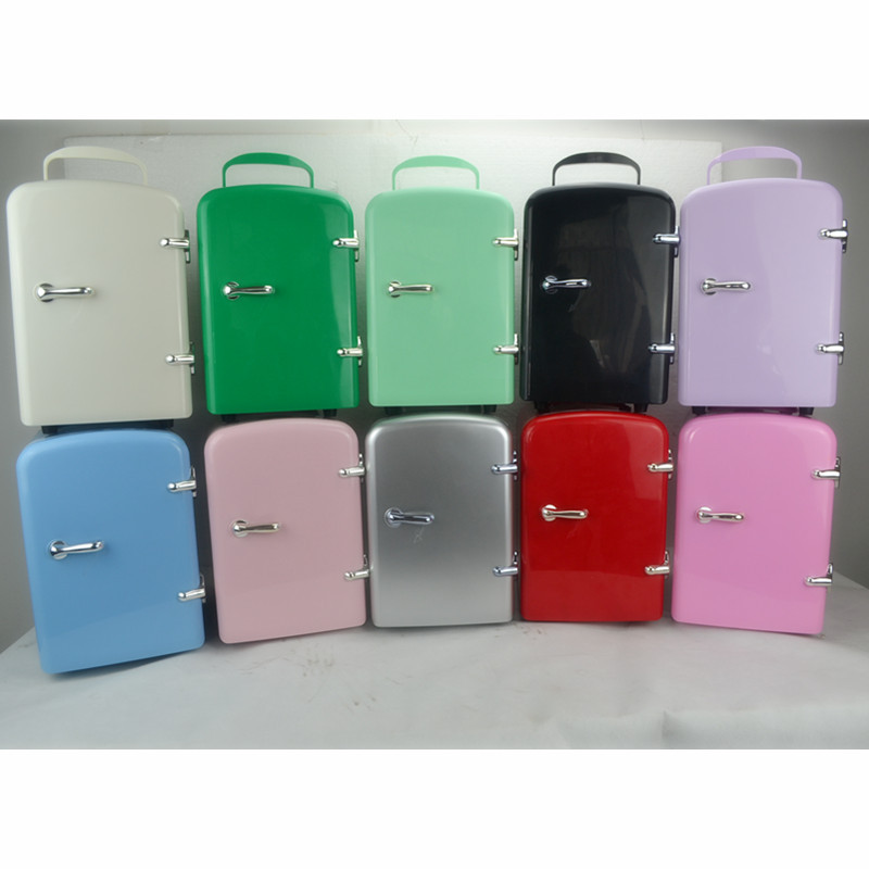 12 Volt Deforst Portable Mini Chocolate Fridge Small Size 6 Can Refrigerator for Vehicle Camping