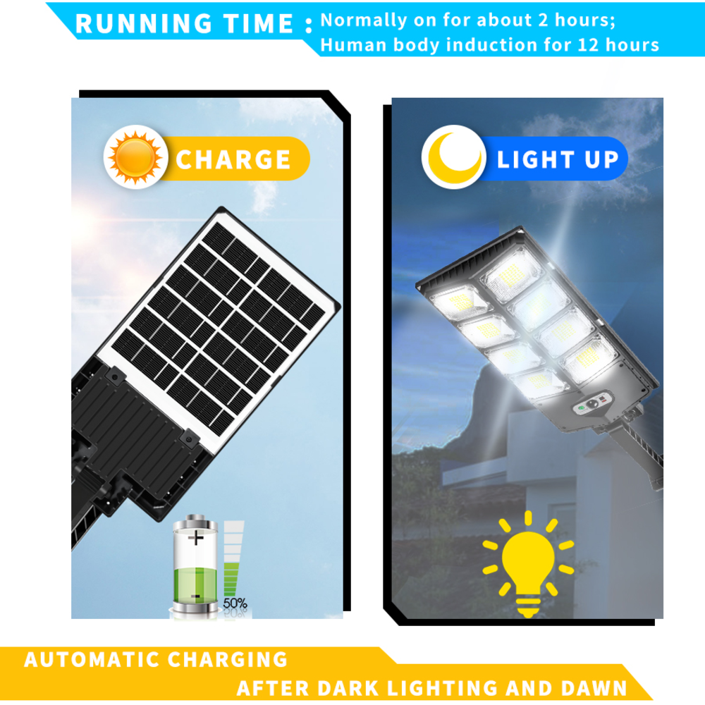 1000W Super Bright LED Solar Street Light Wireless Motion Sensor Waterproof Outdoor Garden Lamp with Remote Control