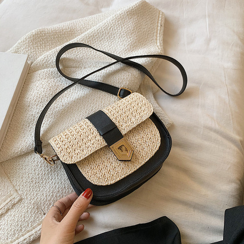 Women's Single Shoulder Crossbody Saddle Bag Fashion Trend Small Straw Bags