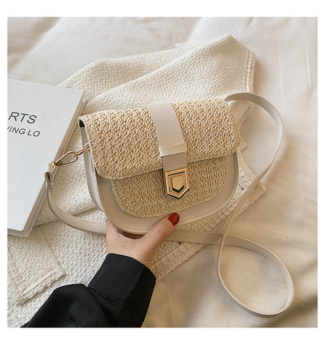 Women's Single Shoulder Crossbody Saddle Bag Fashion Trend Small Straw Bags