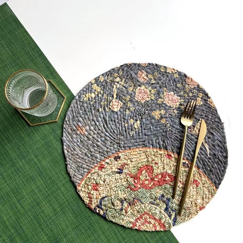 Natural corn husk handmade straw insulation table mat heat resistant casserole natural round plate cup place mat