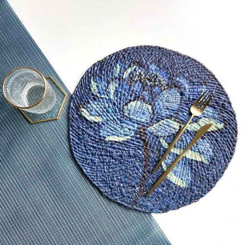 Natural corn husk handmade straw insulation table mat heat resistant casserole natural round plate cup place mat