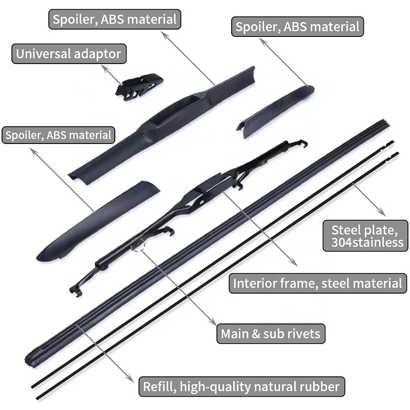 KCTION Best Seller Premium Auto Parts Clean Products Exterior Accessories  Universal U Hook Windscreen Hybrid Wiper Blad