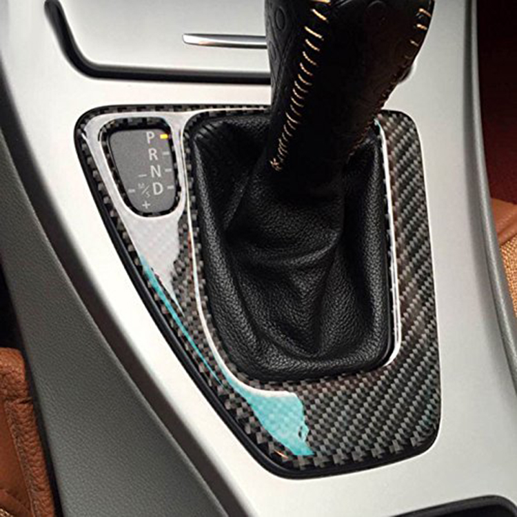 ES DJ3060 Interior Trim Carbon Fiber Gear Shift Control Panel Cover Sticker LHD Car styling For BMW E90 E92 E93 accessor