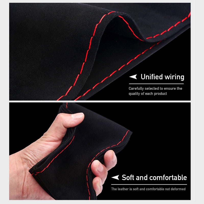 Suede Leather Car Steering Wheel Cover Braid 38cm DIY With Needle Thread