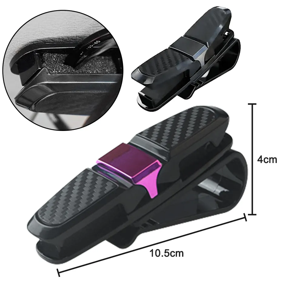  Multi-functional Carbon Fiber Car Glasses Eyeglasses Frame Mount Case Holder Sunglasses Clip