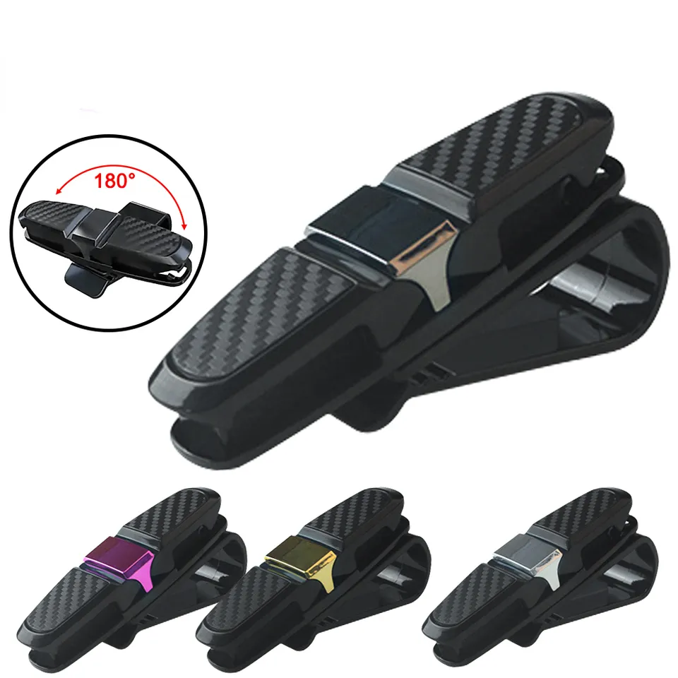  Multi-functional Carbon Fiber Car Glasses Eyeglasses Frame Mount Case Holder Sunglasses Clip