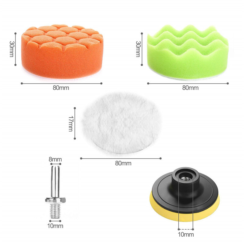 11PCS 4 inch Microfiber Sponge and wool pad set kit Interior  Car Wash Cleaning Tools Kit