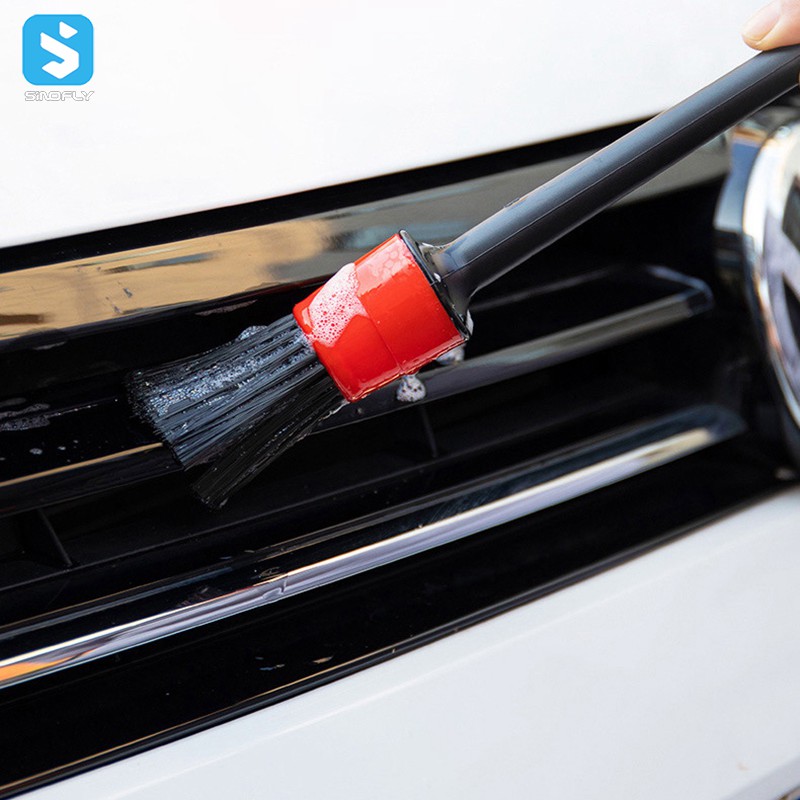 5pcs Black Plastic Handle Car Cleaning Brush Set Auto Wash Detailing Brush Kit