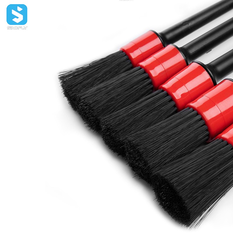 5pcs Black Plastic Handle Car Cleaning Brush Set Auto Wash Detailing Brush Kit