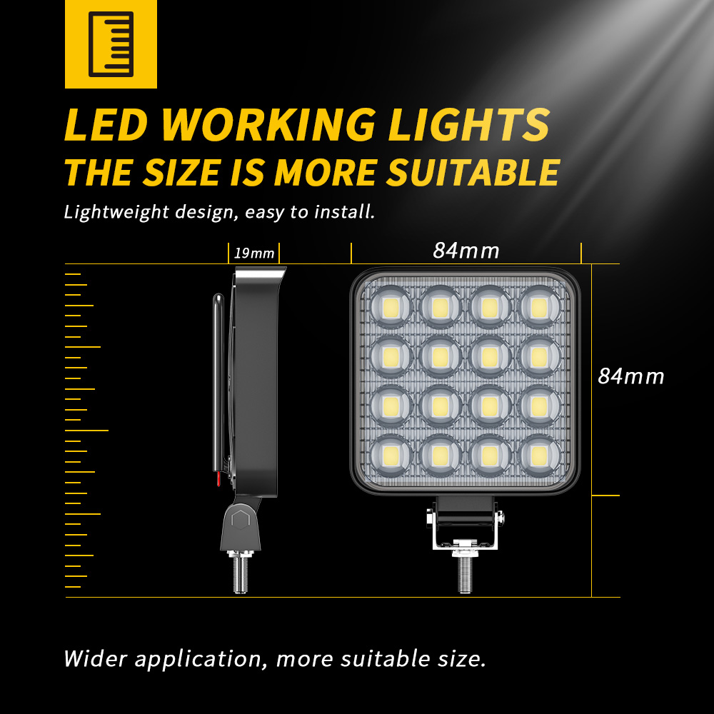 LIGHTOWL hot selling work light Mini 16LED 48W 3D white headlight  led car light