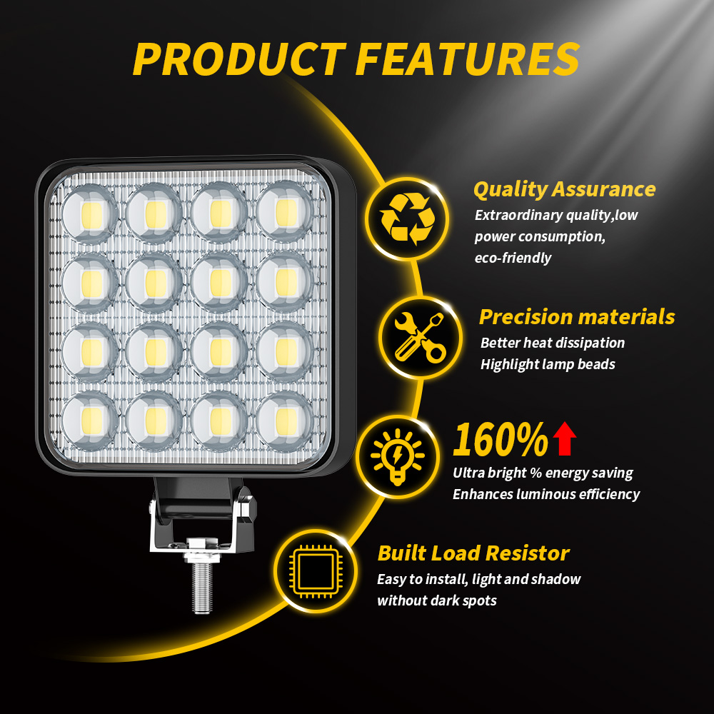 LIGHTOWL hot selling work light Mini 16LED 48W 3D white headlight  led car light