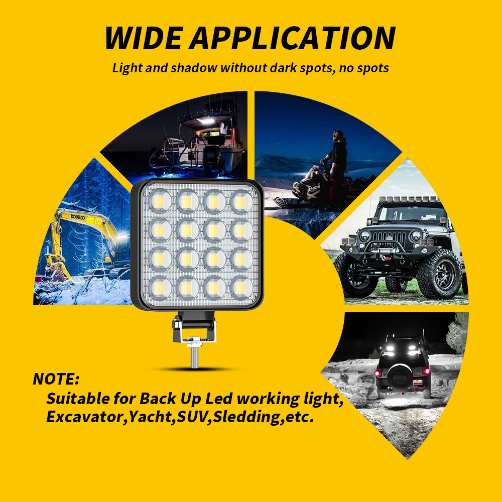 LIGHTOWL hot selling work light Mini 16LED 48W 3D white headlight  led car light