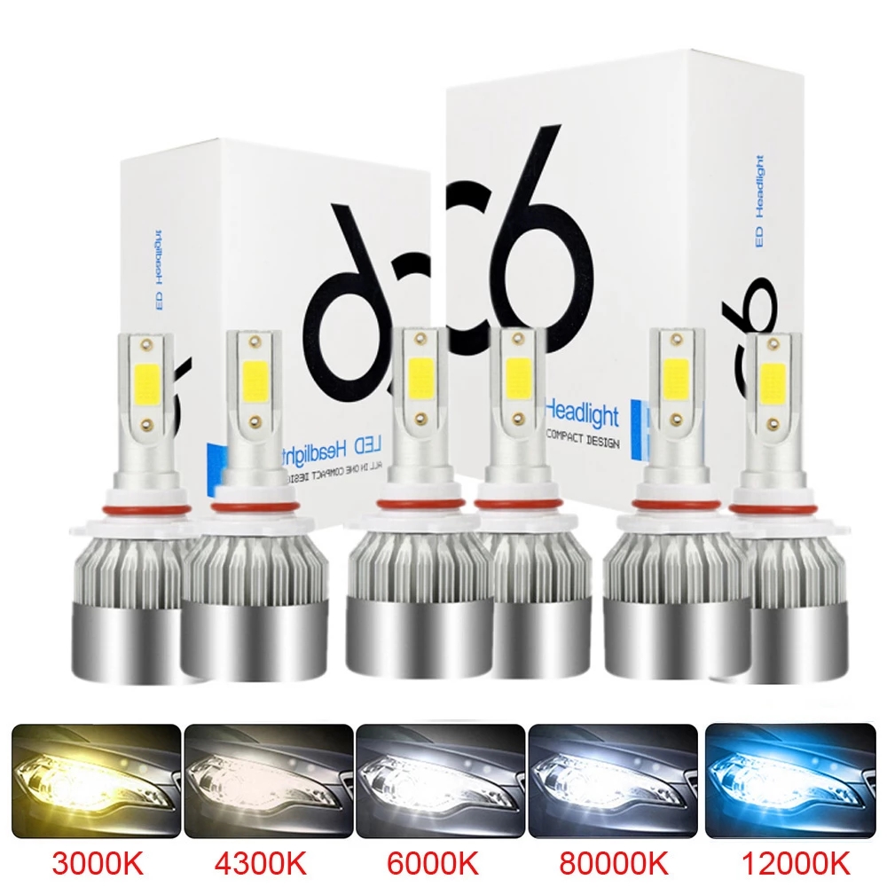 C6 H3 Led Headlight Bulbs H7 Led Car Lights H4 880 H11 Hb3 9005 Hb4 9006 H13 6000K 12V 24V Auto Headlamps