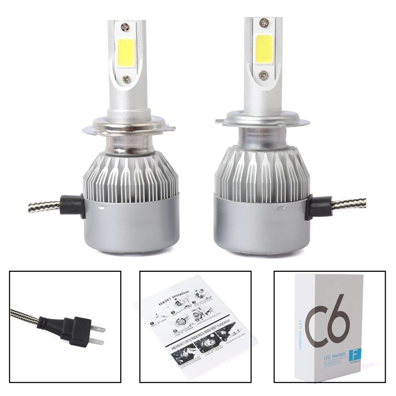 C6 H3 Led Headlight Bulbs H7 Led Car Lights H4 880 H11 Hb3 9005 Hb4 9006 H13 6000K 12V 24V Auto Headlamps
