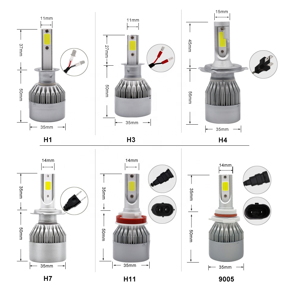 Cheap c6 led auto headlamp 6000k 8000k car light h1 h4 h7 h11 h13 9005 automotive led headlights bulb kits