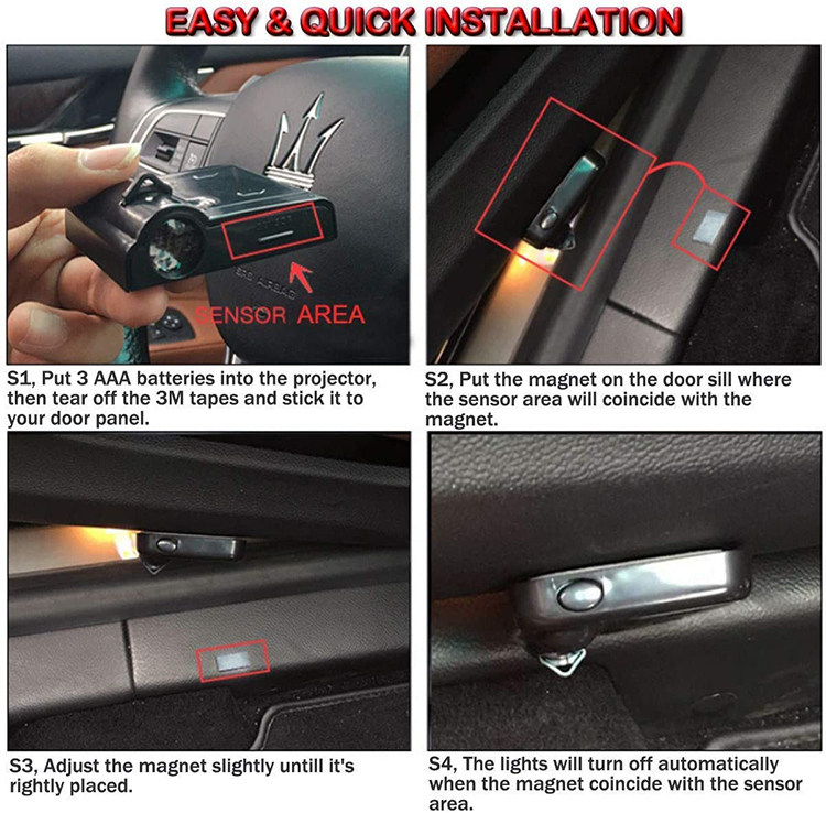 BRAD  Directly!! Wireless Pasteable  Ghost Shadow Light Car Door  Light Led Car  Projector Laser Light