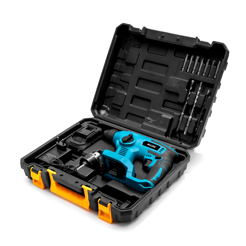 Brushless Motor 21V Cordless Electric Rotary Hammer Percussion Drill with SDS-Plus Chuck and 2PCS Batteries