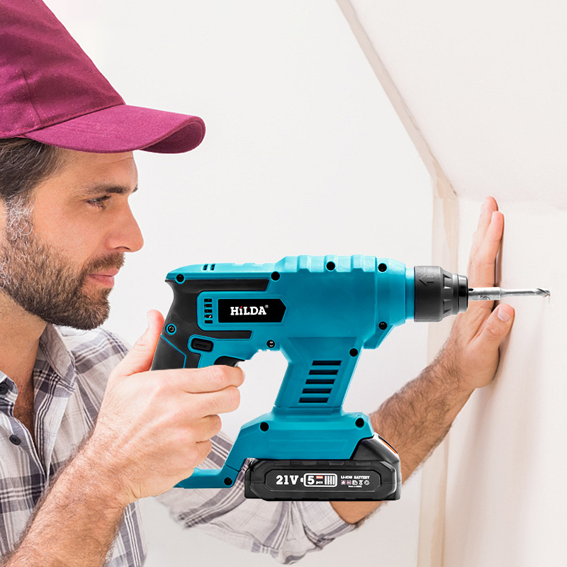 Brushless Motor 21V Cordless Electric Rotary Hammer Percussion Drill with SDS-Plus Chuck and 2PCS Batteries