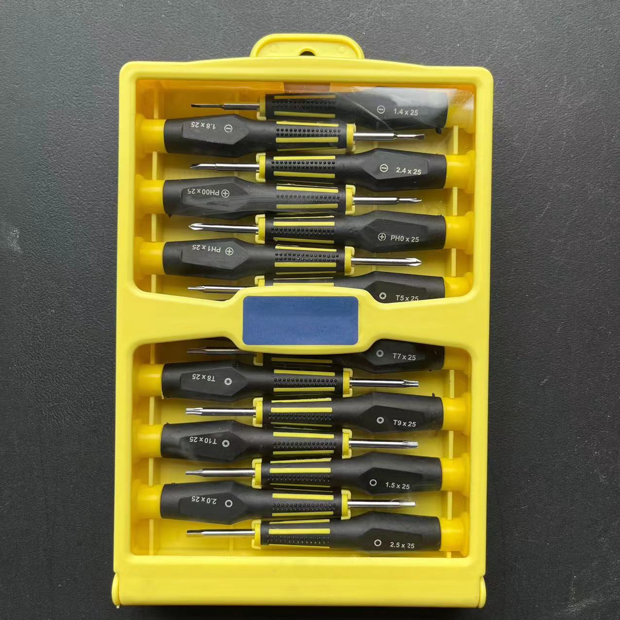 15PC Household precision screwdriver manual tool set yellow black T5 T6 T7 T8 T9 T10