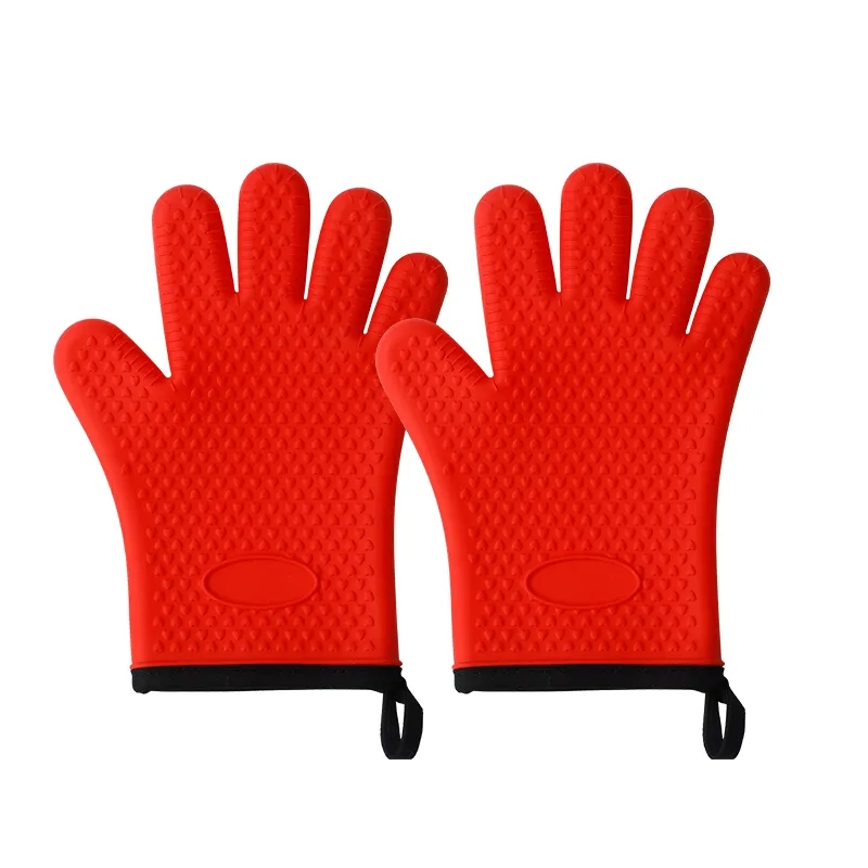 hot sell long flexible five-finger silicone Gloves oven mitts for kitchen baking