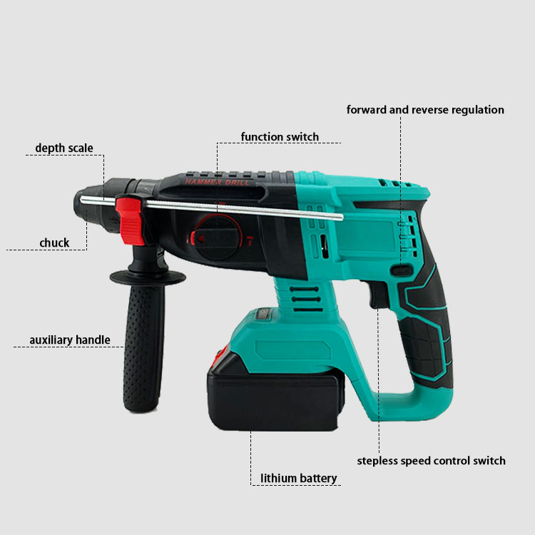 10000bpm Electric Hammer Impact Drill Rechargeable Brushless Cordless Rotary power Hammer Drills