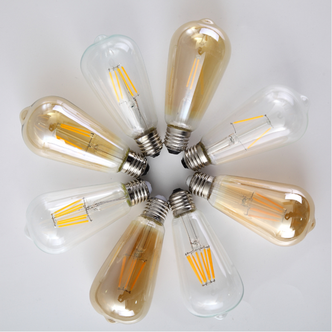 High brightness dimmable 4w 6w 8w e27 bulb light ST64 LED Filament lamp