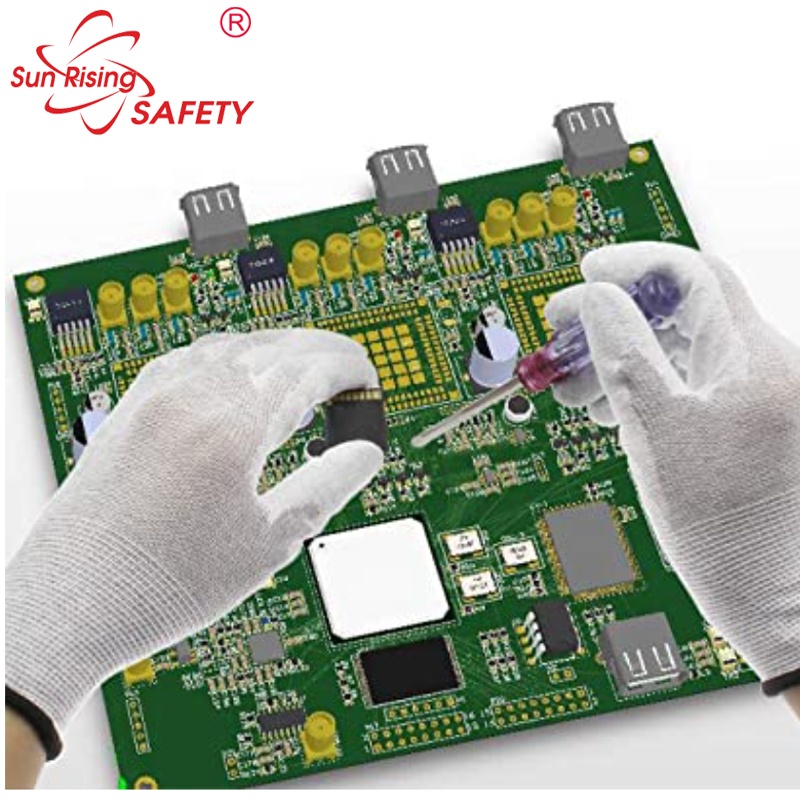 SRSAFETY ESD Anti Static Gloves Polyurethane Coated Carbon Fiber Safe Work Gloves for Computers Electronics
