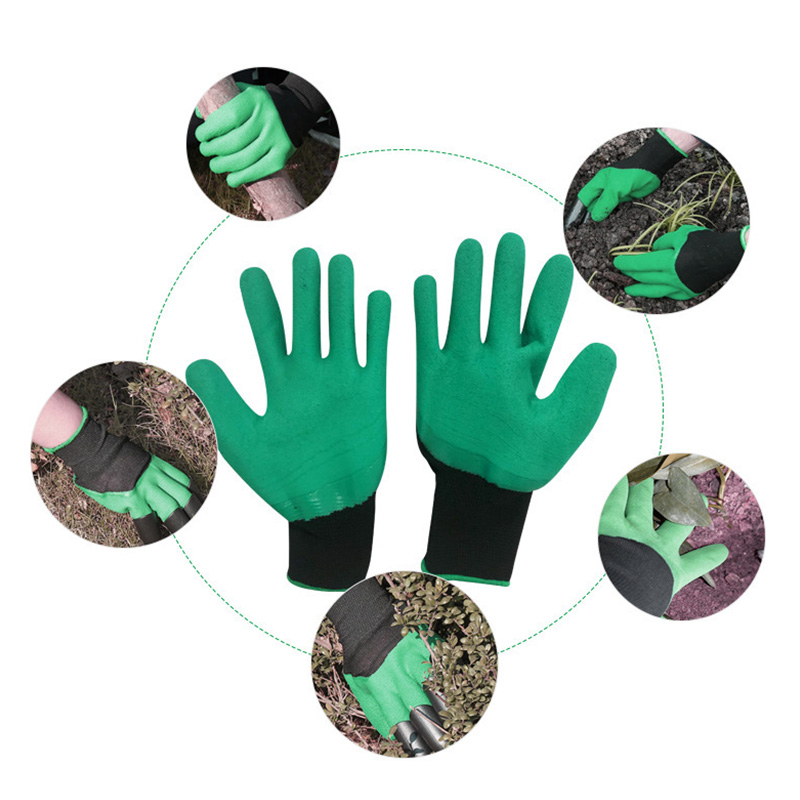 Hot Sale  Waterproof Breathable Latex Dipping Planting Agriculture Garden Work Glove With Claws