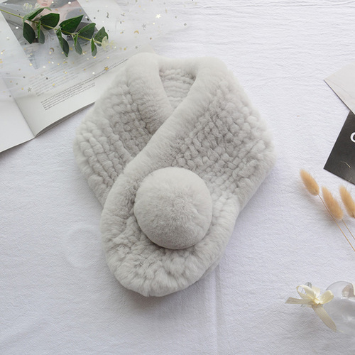  Fashion Warmth Genuine Fur Scarves Women Rex Rabbit Fur Scarf for Winter