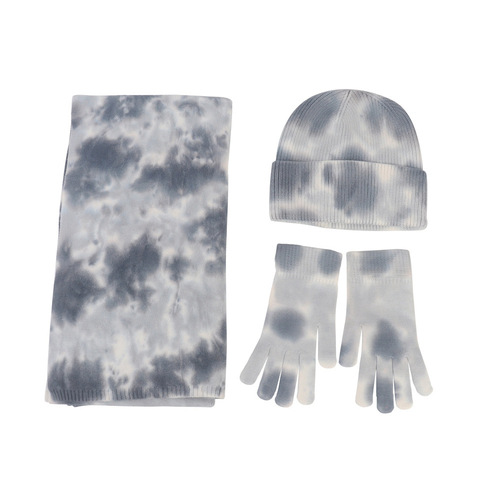 Winter Hat And Scarf And Gloves Set Wool Knitted Female Fur Bennie Hats For Women Lady Bonnet Beanie Hats  