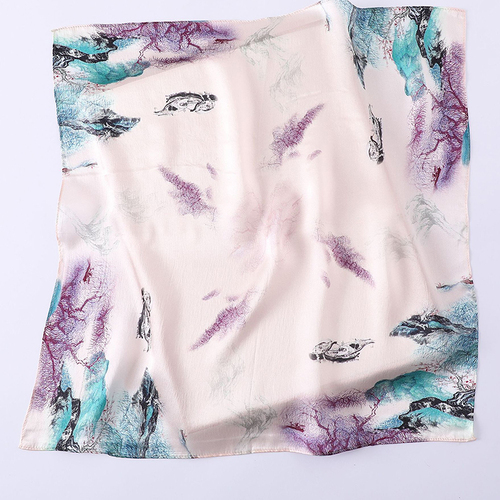   Shawl Scarves Women Digital Print silk scarf square 53x53cm