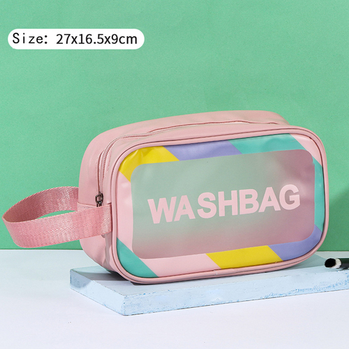   Waterproof Toiletry Bag for Women Travel Ladies Clear Transparent PVC Cosmetic Bag Pouch Pink Makeup Cosmeti