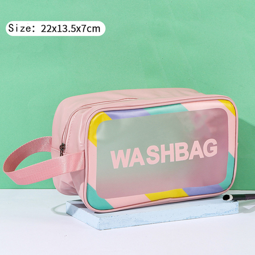   Waterproof Toiletry Bag for Women Travel Ladies Clear Transparent PVC Cosmetic Bag Pouch Pink Makeup Cosmeti