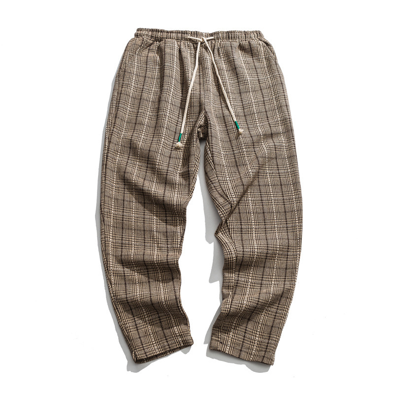 New   leisure wear Breathable Casual Trousers Drawstring Plaid Sport Harem Pants For Men Outdoor