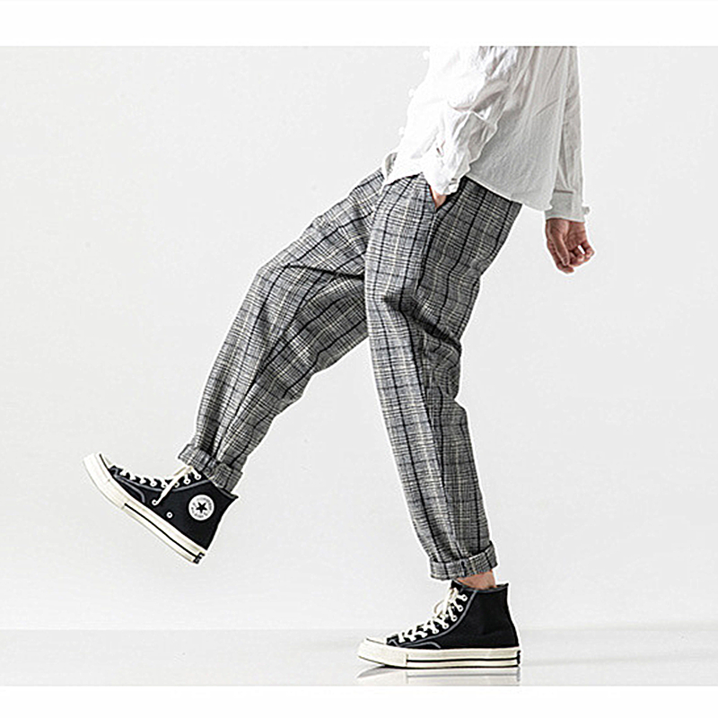 New   leisure wear Breathable Casual Trousers Drawstring Plaid Sport Harem Pants For Men Outdoor