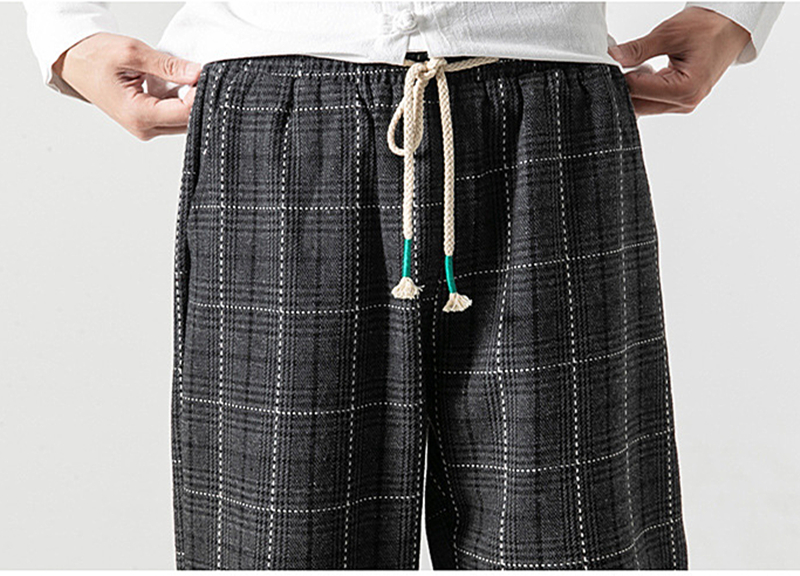 New   leisure wear Breathable Casual Trousers Drawstring Plaid Sport Harem Pants For Men Outdoor