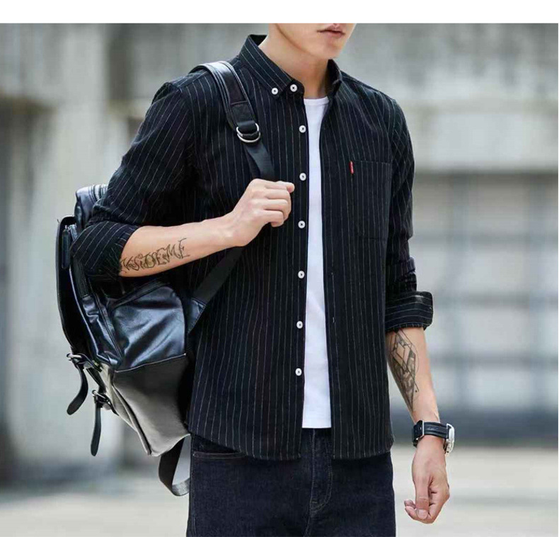  Cheap Price Plus Size Men's Shirts Spring/Autumn Long Sleeve High Quality Fashion Business Wearing Cargo Strip