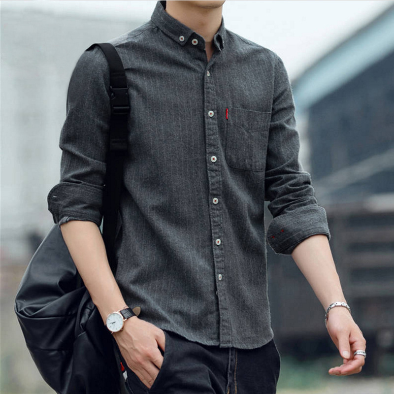  Cheap Price Plus Size Men's Shirts Spring/Autumn Long Sleeve High Quality Fashion Business Wearing Cargo Strip