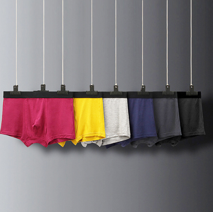  Solid Bamboo Fiber Breathable Comfortable Underwear Super-elastic Shorts Black Underpants men's briefs & boxers