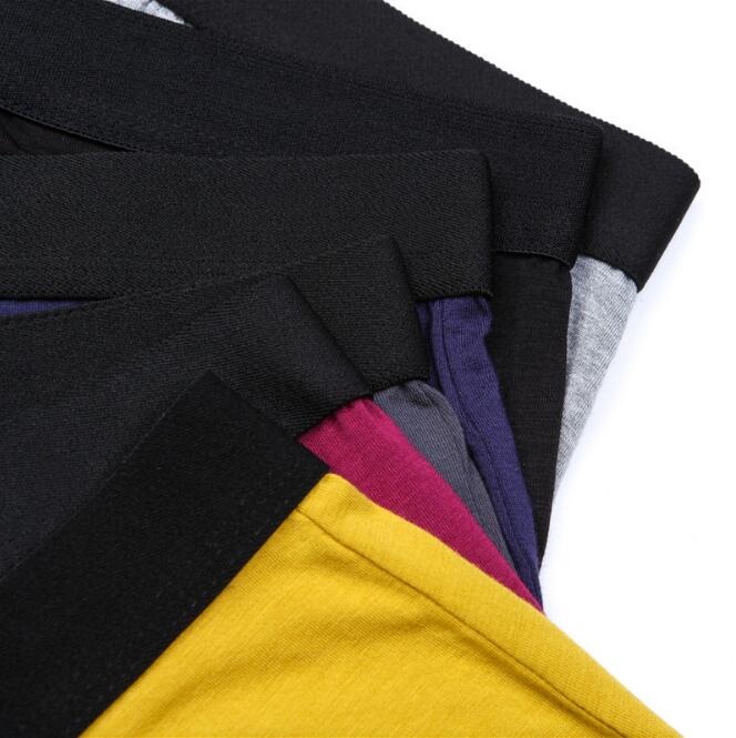  Solid Bamboo Fiber Breathable Comfortable Underwear Super-elastic Shorts Black Underpants men's briefs & boxers