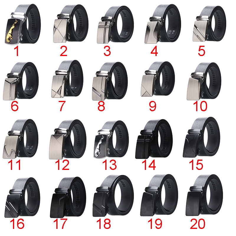  Male Ratchet Waist Straps Gift Automatic Buckle Belt Black Strong Casual Business Men Leather Belts