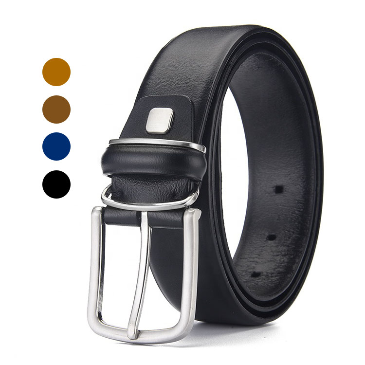 Luxury  Metal Pin Buckle Ratchet Automatic Buckle Cowhide Genuine Leather Belts For Men