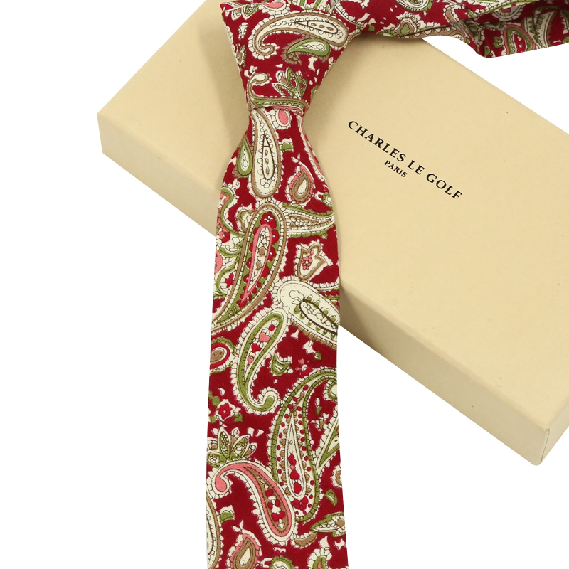 Hamocigia   Handmade 100% Cotton Paisley Floral Ties For Men