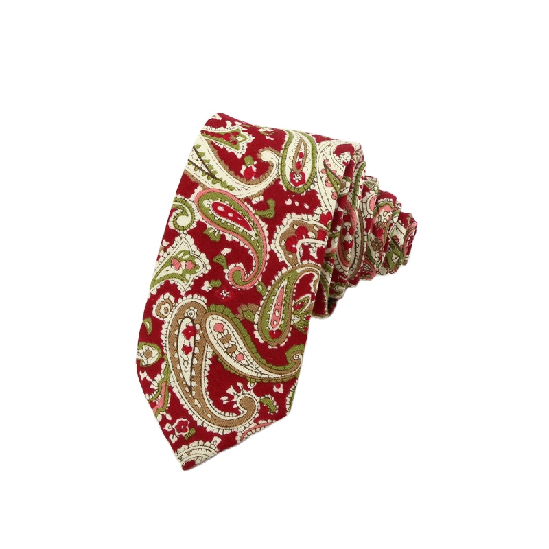 Hamocigia   Handmade 100% Cotton Paisley Floral Ties For Men