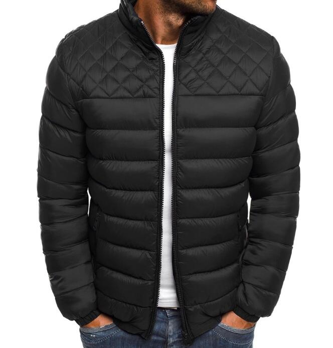    Men Jacket Coat Winter Solid Color Warm Parka Fashion Cotton Casual Outwear Down Jacket